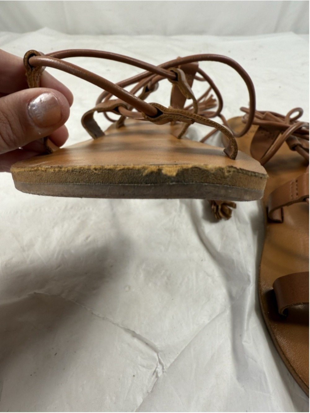Abercrombie & Fitch Lace Up Gladiator Sandals size 6.5 Brown Strappy Cottagecore - Picture 14 of 15